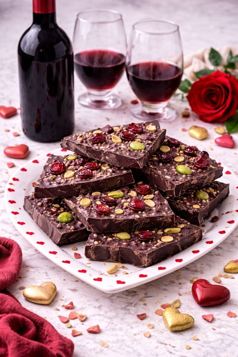 sweet & salty dark bark with pistachios and cranberries lifestyle shot sweet & salty dark bark with pistachios and cranberries lifestyle shot